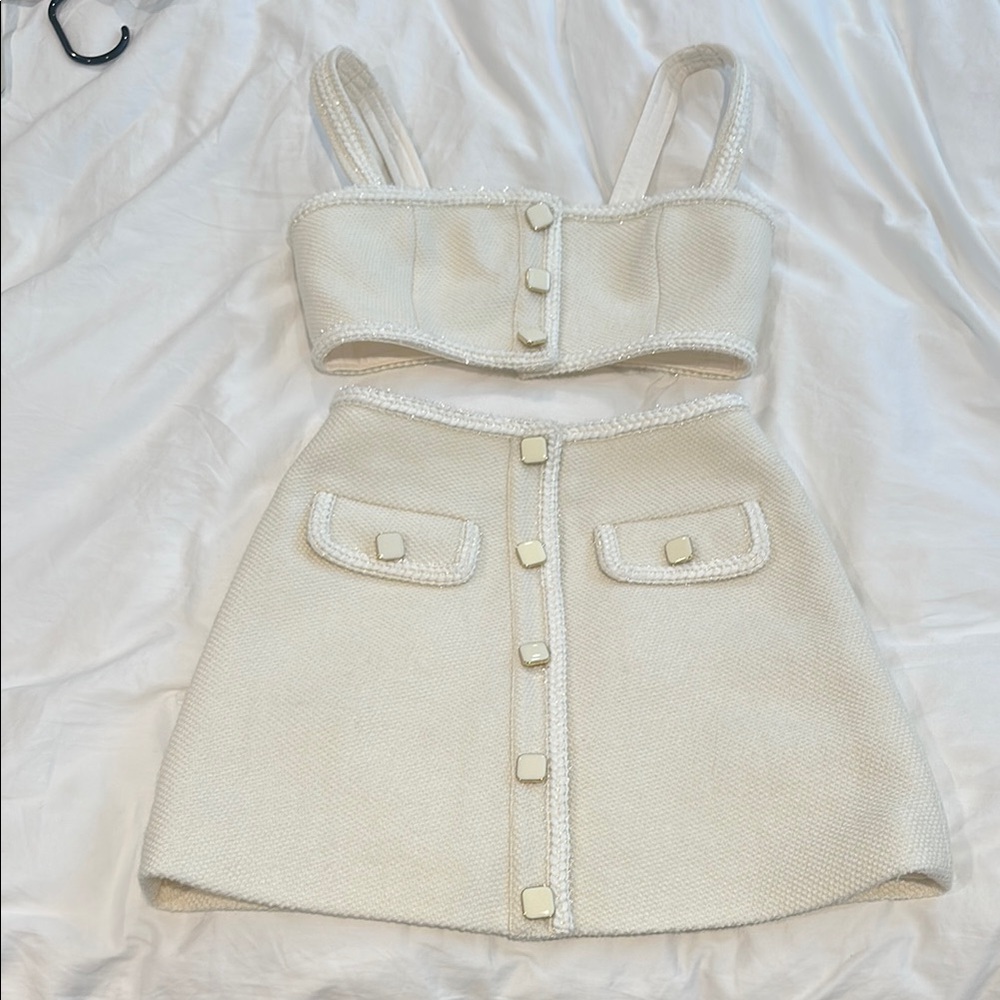 Self portrait Chic knit White Two-Piece Set